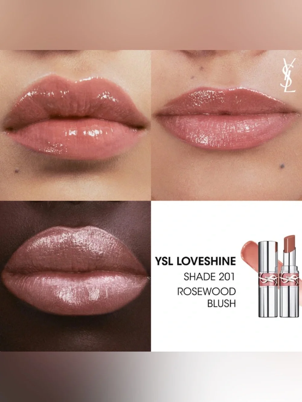 Yves Saint Laurent Loveshine 201 Rosewood Blush Pink Lipstick
